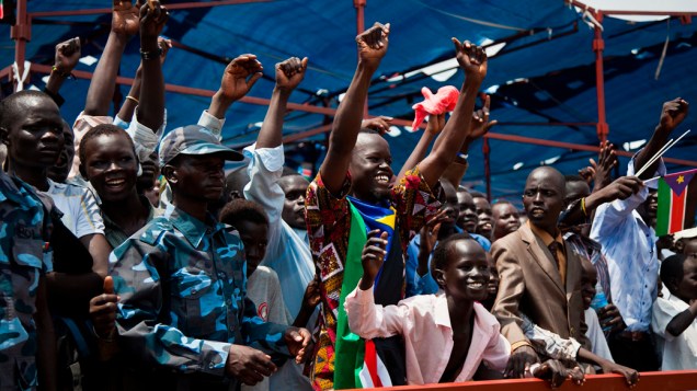 Civis durante as comemorações de um ano do Sudão do Sul