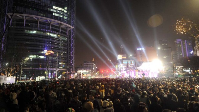 Sul-coreanos celebram 2011 em no centro de Seul