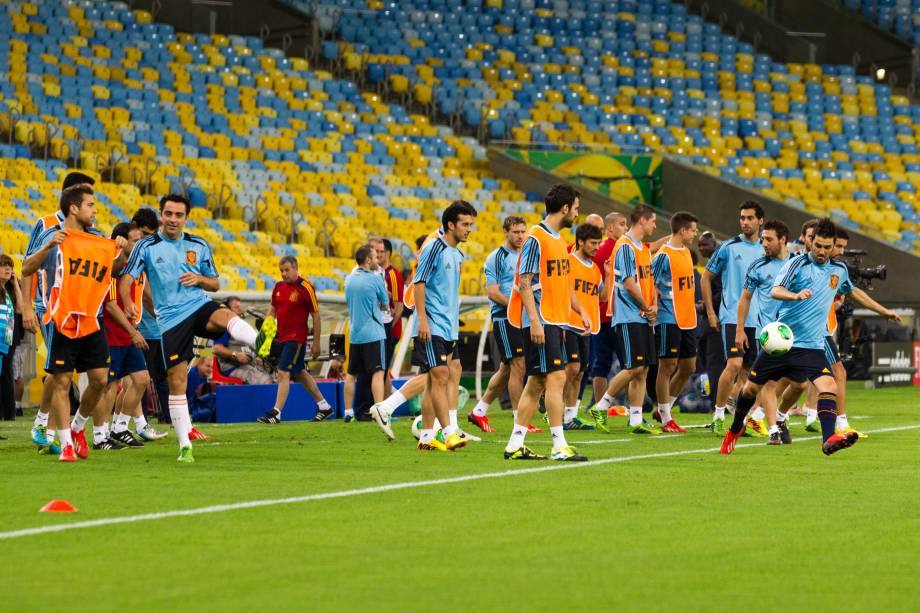 Treino da seleção espanhola para a final da Copa das Confederações, no Maracanã