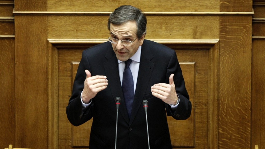 O líder oposicionista grego Antonis Samaras