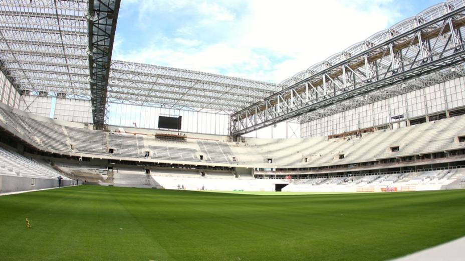 As obras na Arena da Baixada, em Curitiba, em 24 de fevereiro