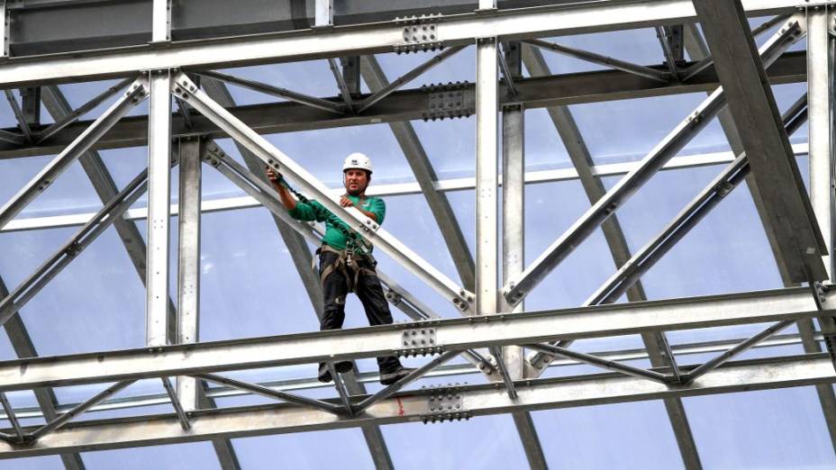 As obras na Arena da Baixada, em Curitiba, em 24 de fevereiro