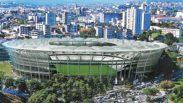 O projeto da Arena Fonte Nova, em Salvador: palco de partidas da fase de grupos e da decisão de terceiro lugar da Copa das Confederações