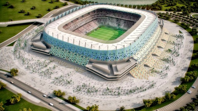 O projeto da Arena Pernambuco, no Recife: palco de três partidas da fase de grupos da Copa das Confederações