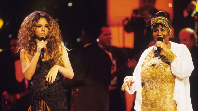 Mariah Carey e Aretha Franklin no programa VH1 Divas, em 1998, nos Estados Unidos