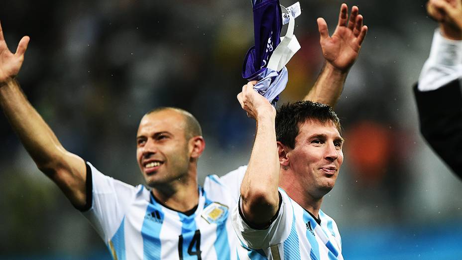 Messi comemora classificação da Argentina para a final da Copa do Mundo, no Itaquerão em São Paulo