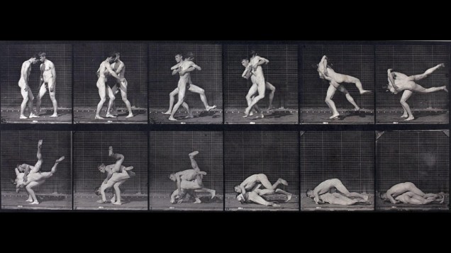 Foto Luta de Dois Homens Nus, do fotógrafo Eadweard Muybridge, parte da exposição Masculin / Masculin, em exposição no Museu DOrsay, em Paris