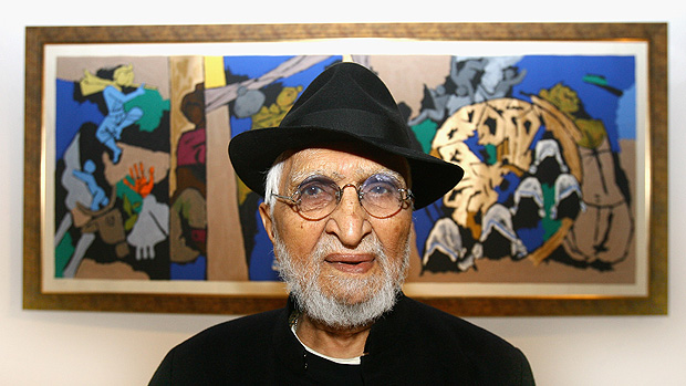 MF Husain e uma de suas pinturas