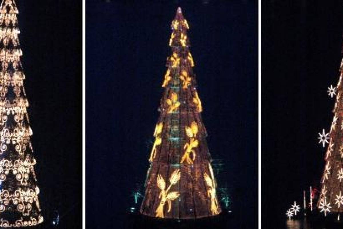 Teste de luz mostra detalhes da árvore de natal da Lagoa | VEJA