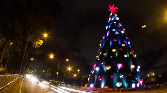 Árvore de Natal no Parque do Ibirapuera, em São Paulo