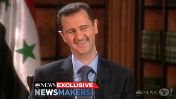 O ditador sírio Bashar Assad, durante entrevista à TV americana