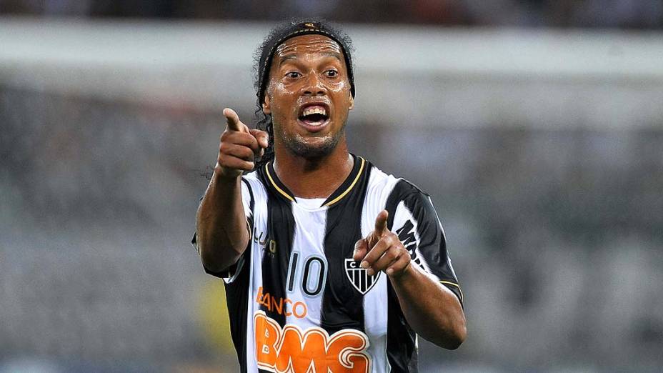 Ronaldinho durante partida entre Atlético MG e Olimpia, válida pela final da Libertadores 2013, no Estádio do Mineirão, em Belo Horizonte