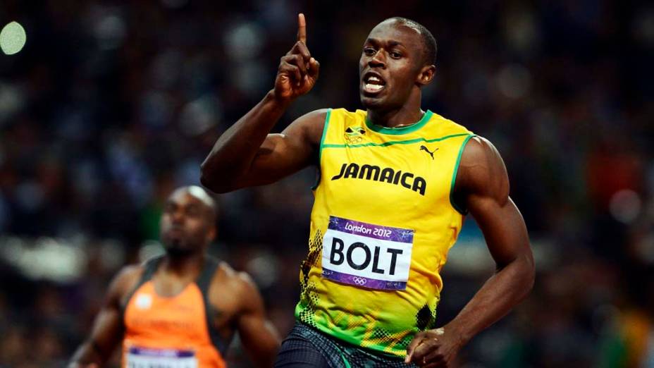 Usain Bolt comemora após vencer a final dos 100m e bater o recorde olímpico nas Olimpíadas de Londres, em 05/08/2012