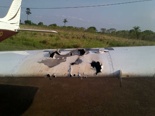 Monomotor usado pelas quadrilhas que foi atingido pela Força Aérea Brasileira (FAB) em outubro de 2015, quando tentava voltar do Paraguai com mercadorias contrabandeadas