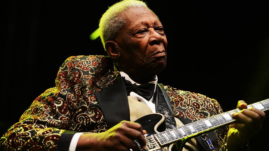 O guitarrista B.B. King faz o show no Brasil da turnê "The Blue Is My Life", no via Funchal em São Paulo