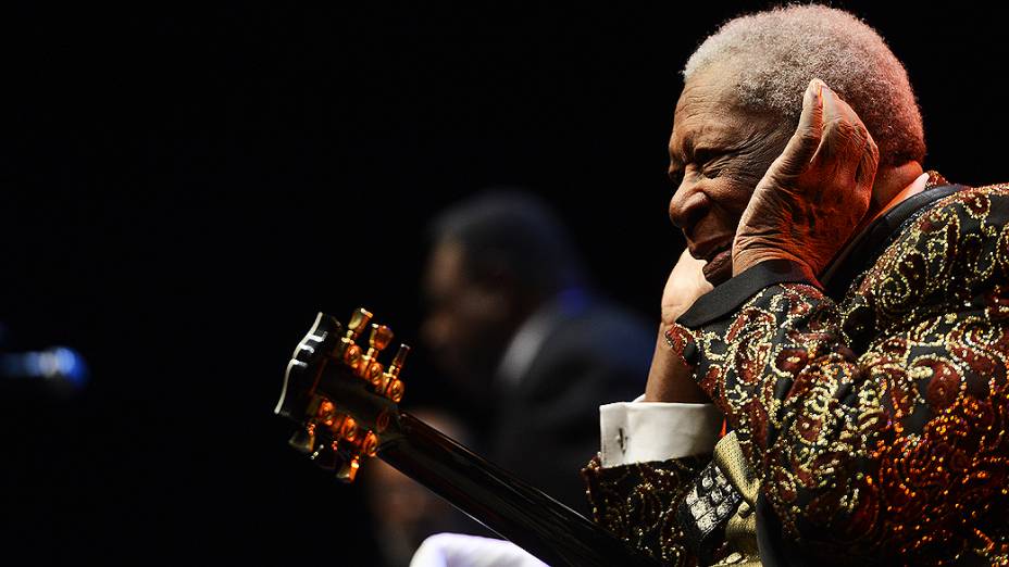O guitarrista B.B. King faz o show no Brasil da turnê "The Blue Is My Life", no via Funchal em São Paulo