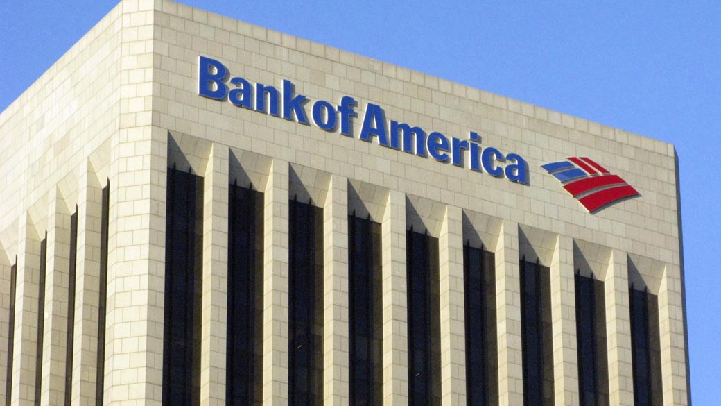 Fachada do edíficio do Bank of America no centro de Los Angeles, nos Estados Unidos