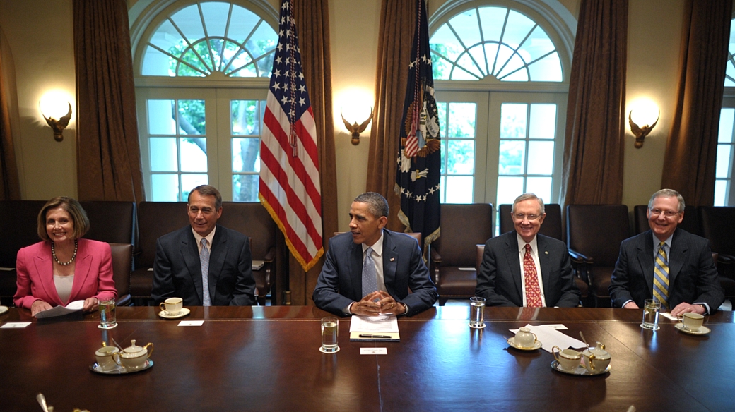 Barack Obama em reunião na Casa Branca