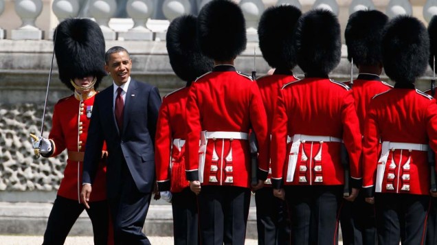 O presidente americano Barack Obama chega no Palácio de Buckingham, em Londres, Inglaterra