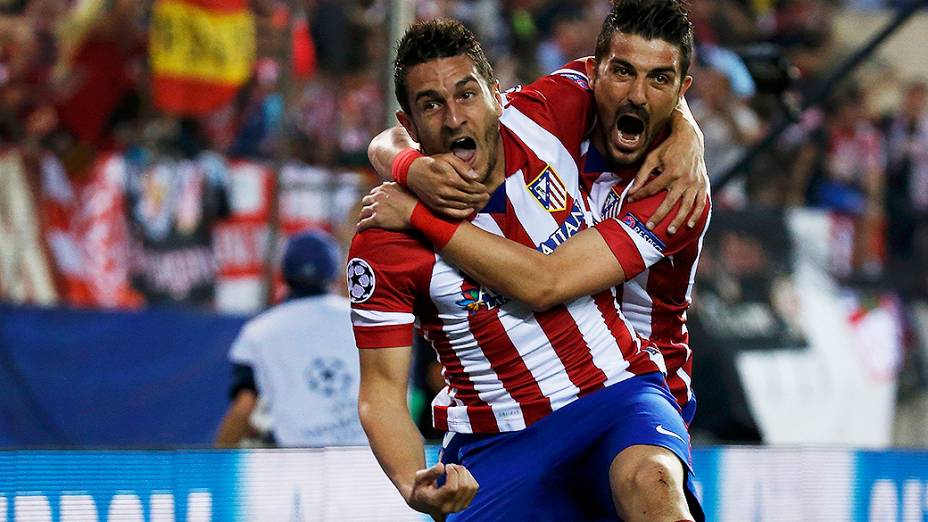 Koke, à esquerda, marcou o gol que deu a vitória ao Atlético de Madri