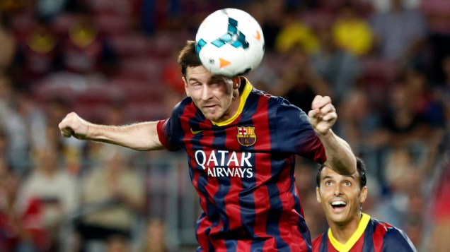 Messi durante partida contra o Santos, na Espanha