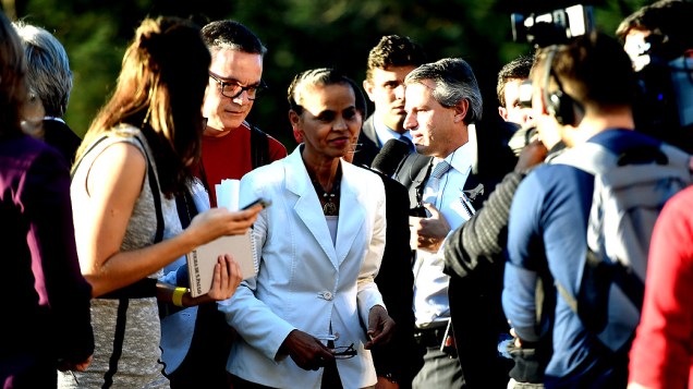A candidata Marina Silva (PSB) chega para o debate dos presidenciáveis promovido pelo SBT, em 01/09/2014