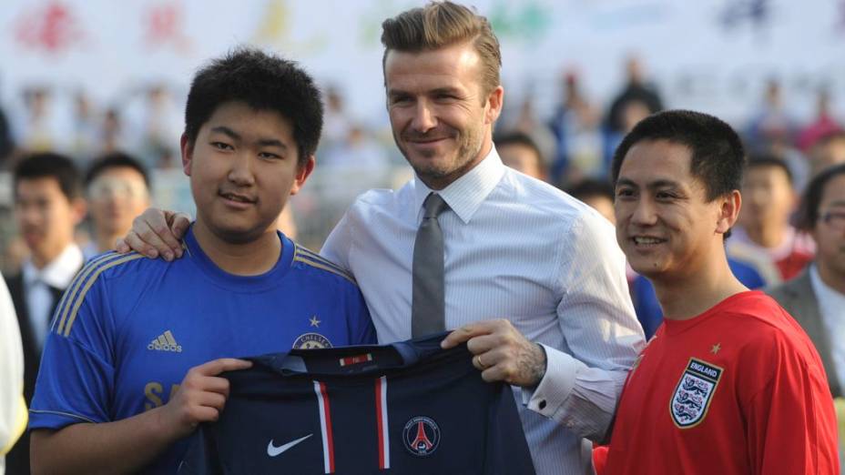 David Beckham, do PSG, em visita à China