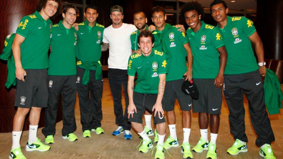 David Beckham visita a seleção brasileira em Miami