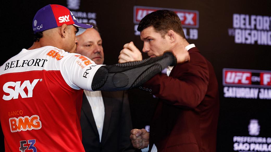 Vitor Belfort e Michael Bisping durante entrevista coletiva do UFC