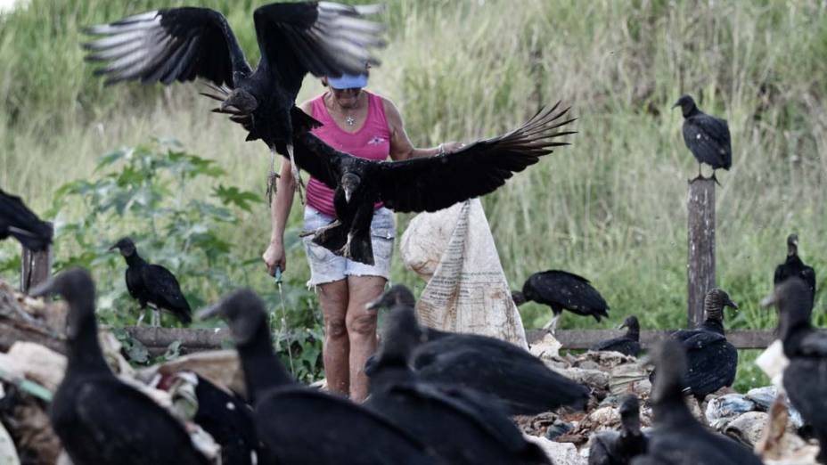 Lurdes Bandeira, de 54 anos, ganha a vida catando lixo: "Não tenho medo de urubu, tenho medo é de agulha"
