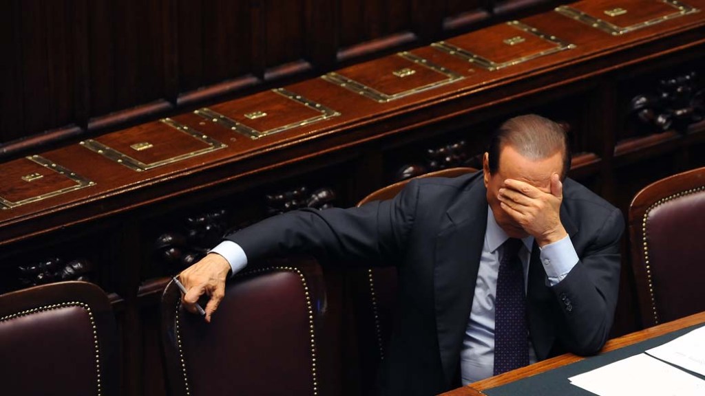 O Primeiro Ministro italiano Silvio Berlusconi no Parlamento em Roma