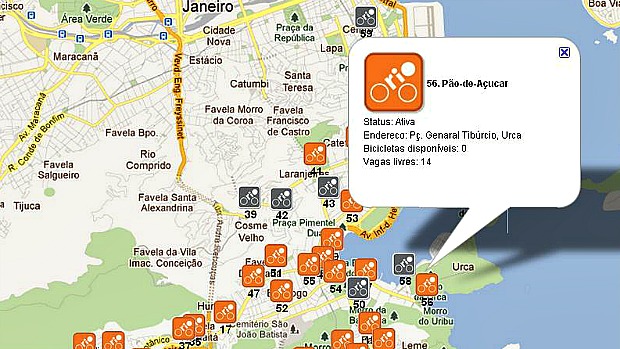 Mapa das estações: sucesso do Bike Rio é o problema, e usuários querem mais bicicletas