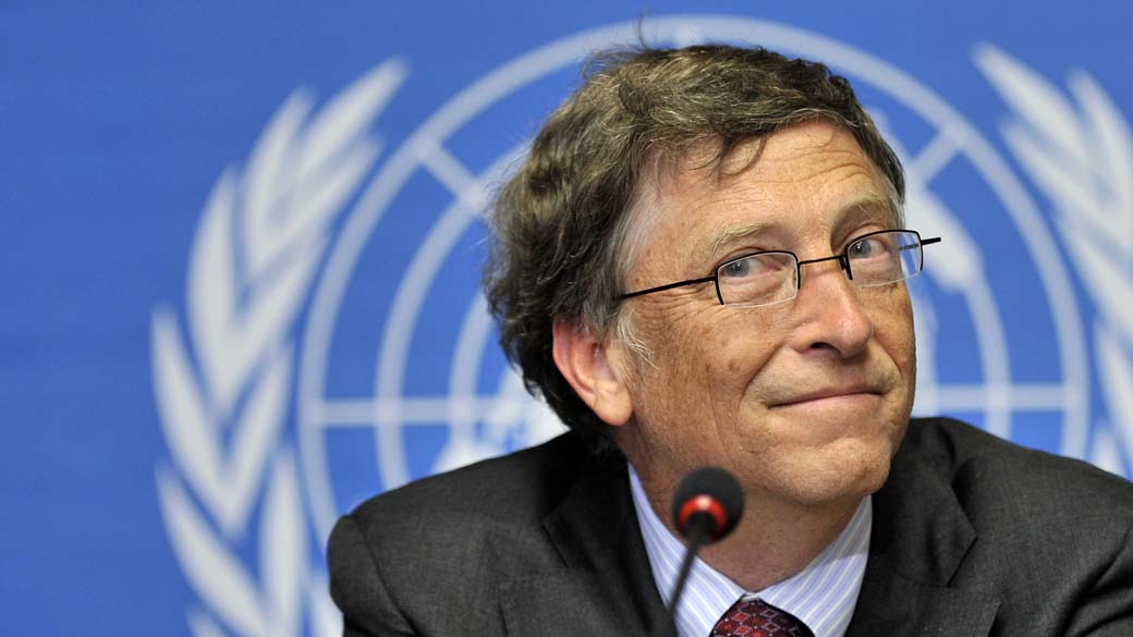 Bill Gates durante a Assembléia Mundial da Saúde em Genebra, Suíça