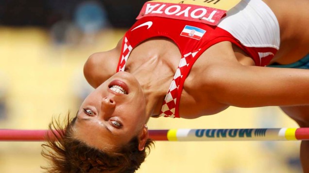 A croata Blanka Vlasic durante a prova de salto em altura no Mundial de Atletismo em Daegu, Coreia do Sul