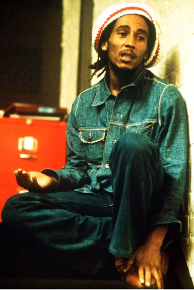 Bob Marley na gravadora Island Records, Londres, 1975