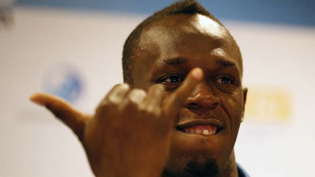 Usain Bolt durante entrevista coletiva, no Rio de Janeiro