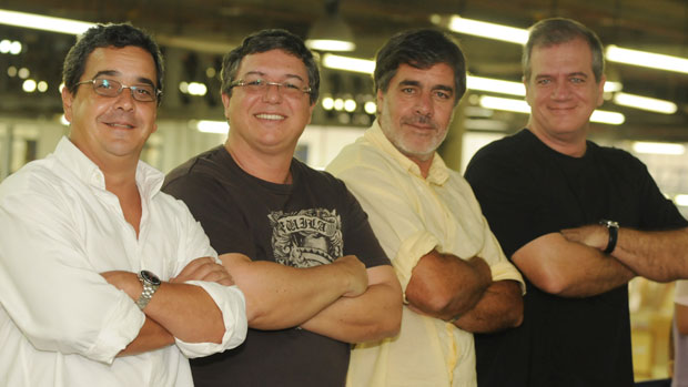 Os diretores do Big Brother Brasil LP Simonetti, Boninho, Carlos Magalhães e Roberto Naar