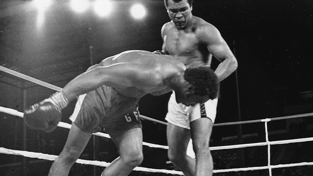 Muhammad Ali e George Foreman durante luta em 1974
