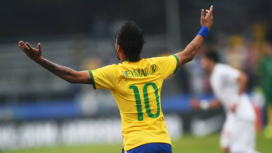 Neymar durante o amistoso contra a Sérvia, no estádio do Morumbi em São Paulo