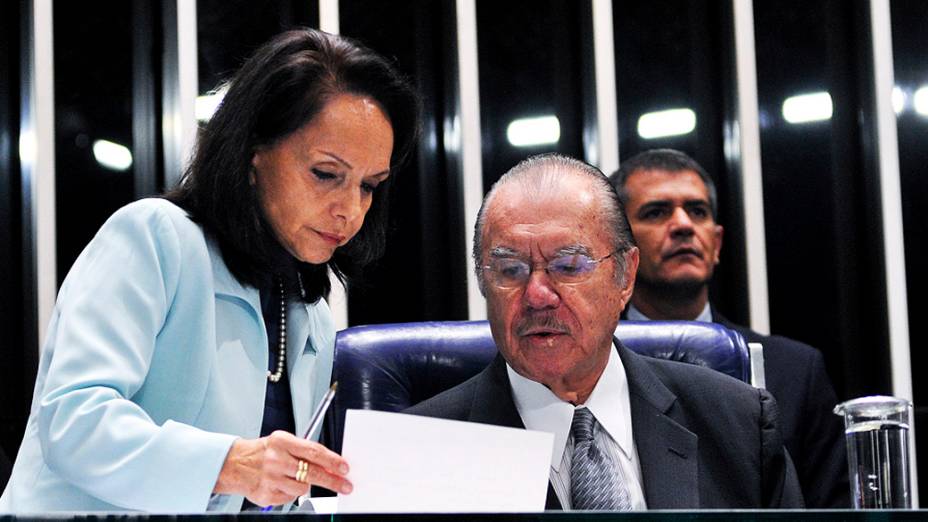 Presidente do Senado, José Sarney (PMDB-AP) durante sessão deliberativa ordinária para escolha do novo presidente da Casa