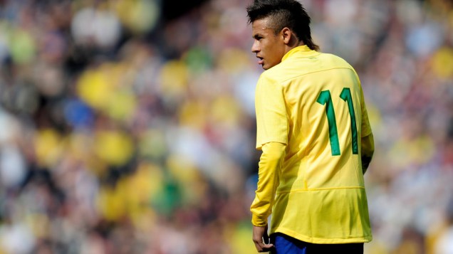 Neymar durante amistoso entre as seleções do Brasil e Escócia, em Londres - 27/03/2011
