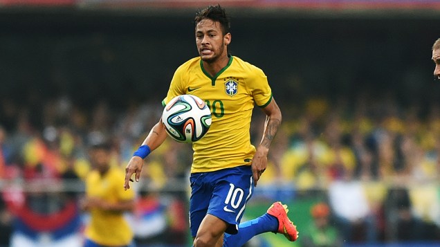 Neymar durante o amistoso contra a Sérvia, no estádio do Morumbi em São Paulo