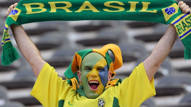 Torcedor durante jogo das quartas de final entre Brasil e Paraguai, pela Copa América - 17/07/2011