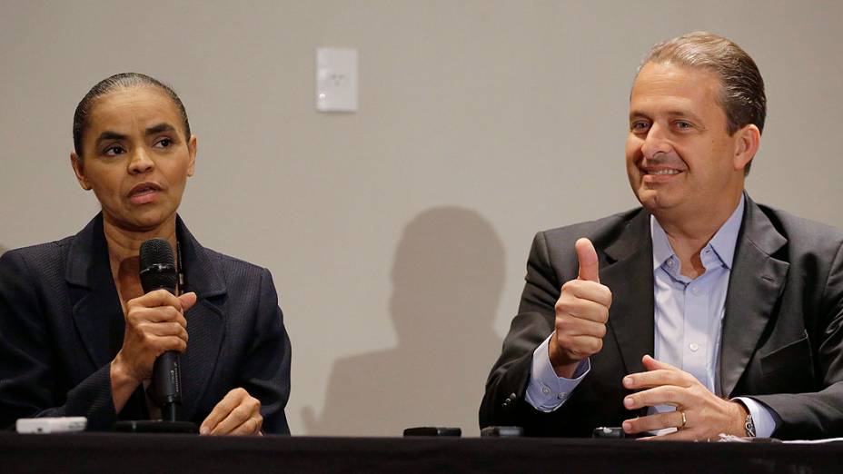 O governador de Pernambuco Eduardo Campos (PSB) e Marina Silva realizam entrevista coletiva durante a tarde desta quinta-feira (10), em Sao Paulo