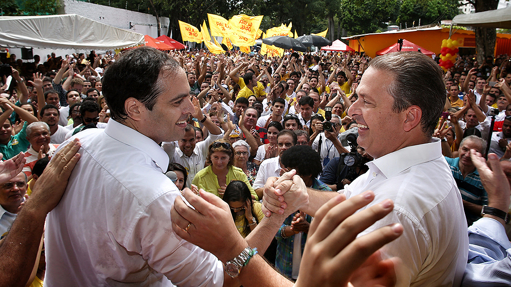 Paulo Câmara, candidato ao governo de Pernambuco pelo PSB e Eduardo Campos candidato à Presidência da República pelo mesmo partido