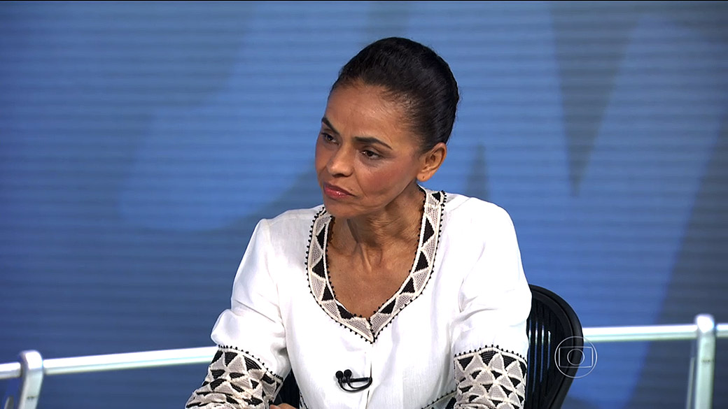 Marina Silva (PSB), candidata à Presidência da República durante entrevista ao 'Jornal Nacional'