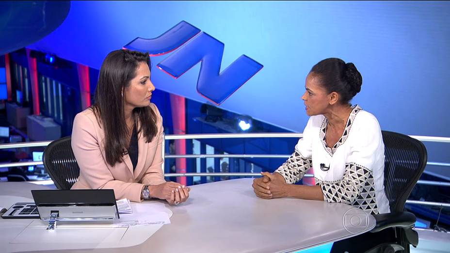 Marina Silva (PSB), candidata à Presidência da República durante entrevista ao Jornal Nacional - 27/08/2014