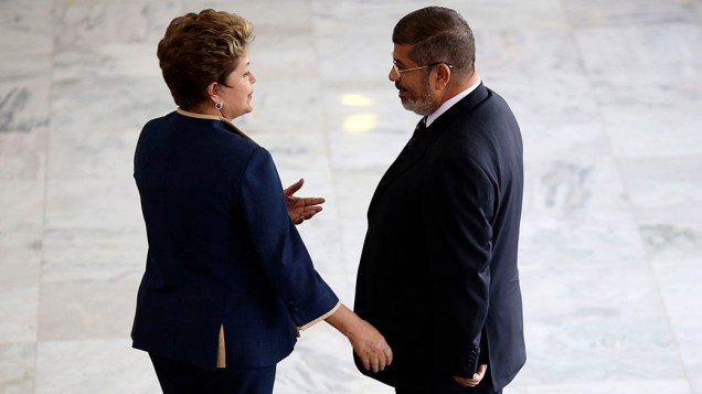 Presidente egípcio Mohamed Mursi é recebido pela presidente Dilma Rousseff, em Brasília