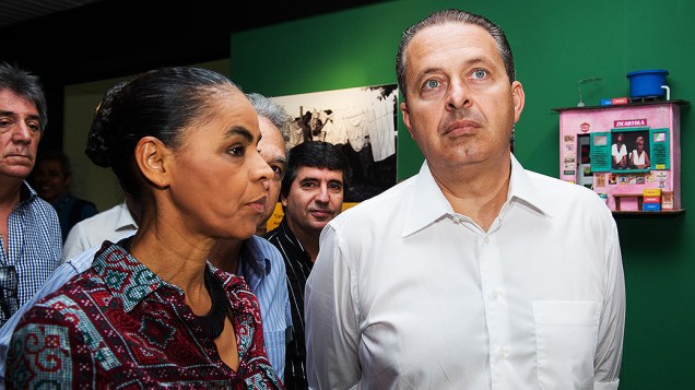 O pré-candidato à Presidência da República pelo PSB, Eduardo Campos, e sua vice, Marina Silva, no Rio