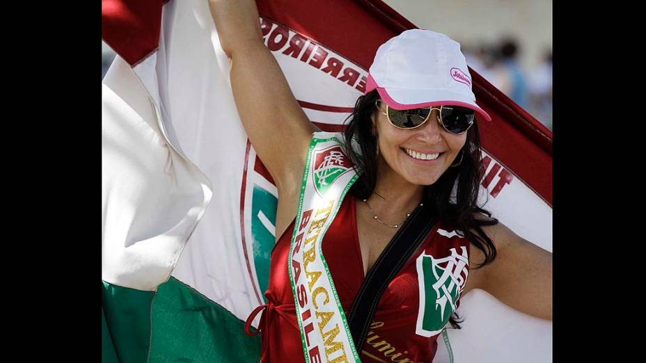 Torcida do Fluminense durante partida válida pelo Campeonato Brasileiro de Futebol contra o Palmeiras, em Presidente Prudente